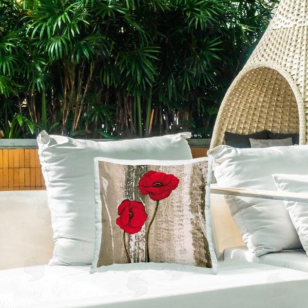 Stupell Industries Brian Foster | Rustic Red Anemones Printed Throw Pillow