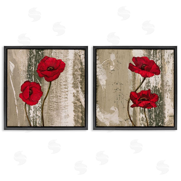 Stupell Industries Brian Francis | Vibrant Red Poppies Rustic Brown Wall Art