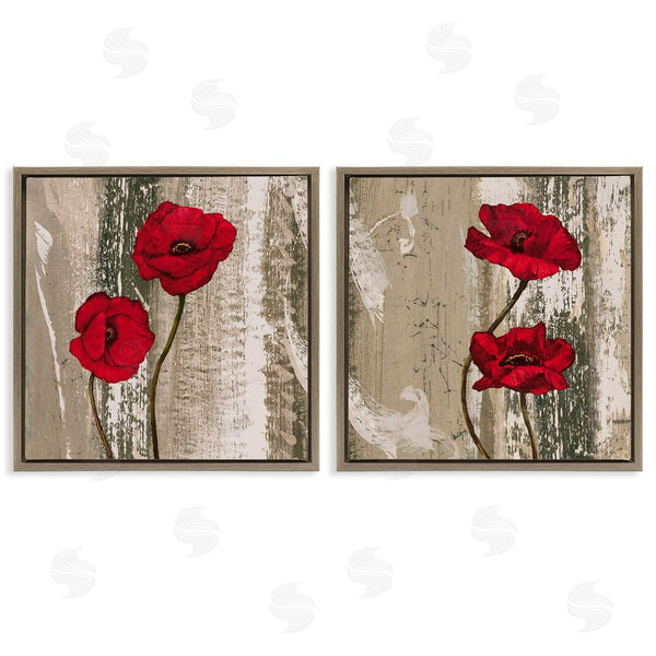Stupell Industries Brian Francis | Vibrant Red Poppies Rustic Brown Wall Art