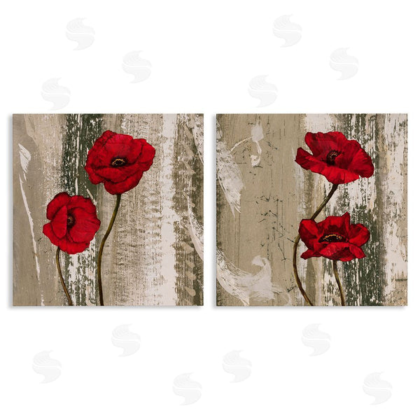 stupell industries Brian Francis | Vibrant Red Poppies Rustic Brown Wall Art