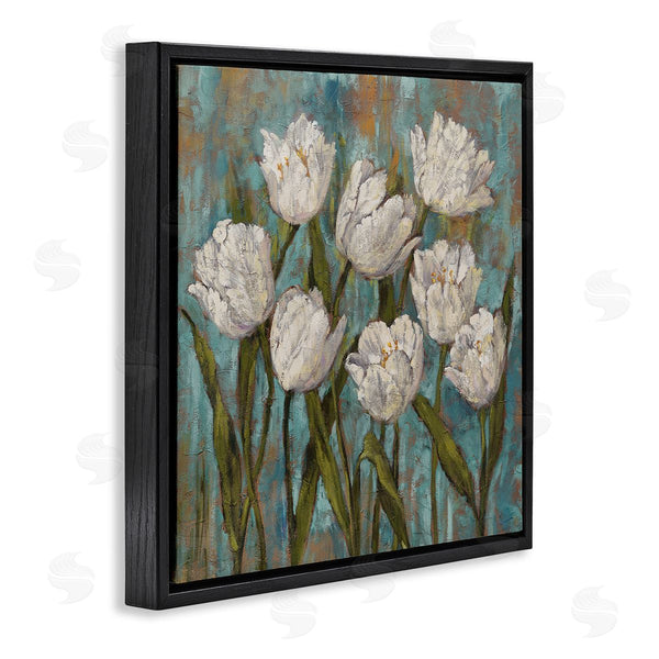 Stupell Industries Brian Francis | Vintage Country White Tulips Over Distressed Soft Blue Wall Art