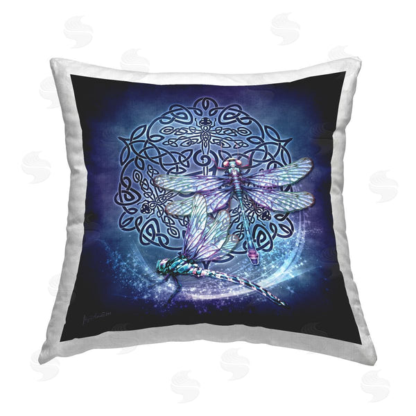 stupell industries Brigid Ashwood | Blue Celtic Dragonfly Printed Throw Pillow