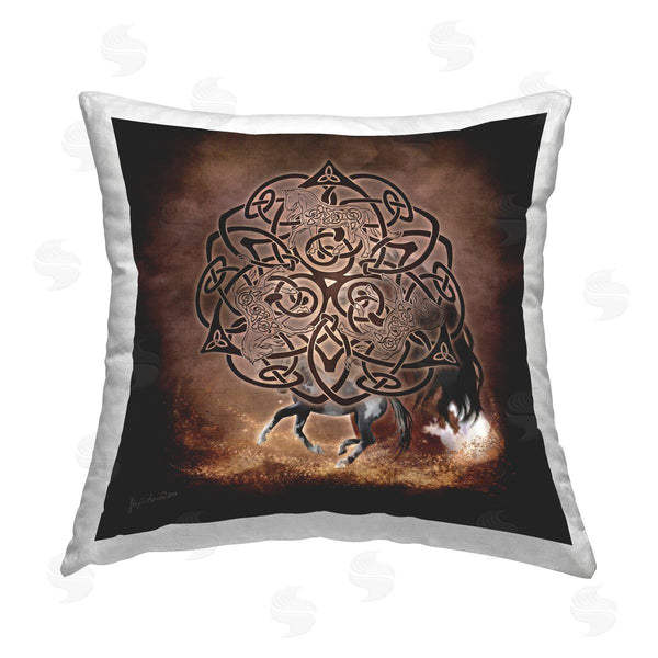 stupell industries Brigid Ashwood | Brown Celtic Horse Printed Throw Pillow