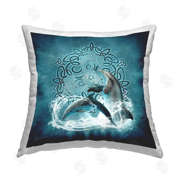 Stupell Industries Brigid Ashwood | Dolphins & Celtic Knot Printed Throw Pillow