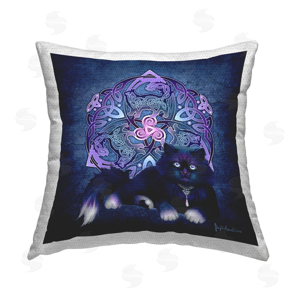Stupell Industries Brigid Ashwood | Fluffy Cat Celtic Knot Printed Throw Pillow