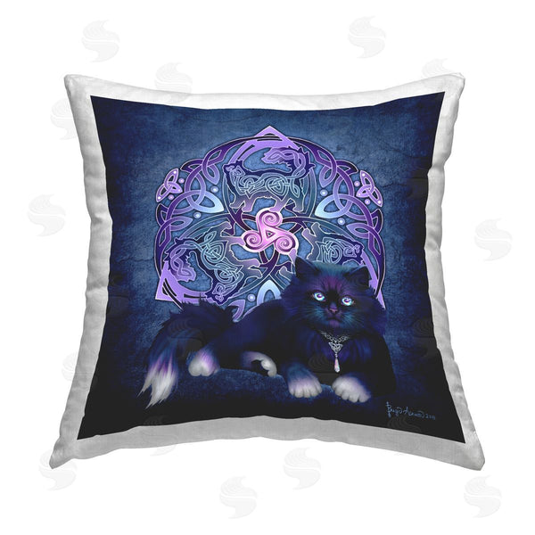 stupell industries Brigid Ashwood | Fluffy Cat Celtic Knot Printed Throw Pillow
