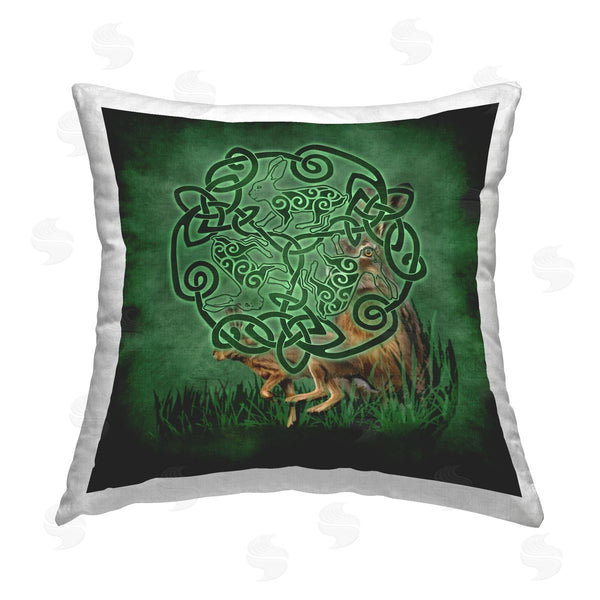stupell industries Brigid Ashwood | Green Celtic Hare Printed Throw Pillow