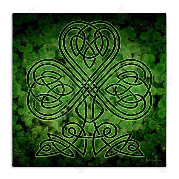 stupell industries Brigid Ashwood | Green Celtic Shamrock Knot Wall Art