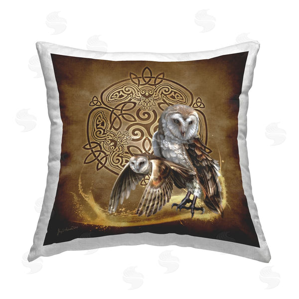 stupell industries Brigid Ashwood | Owls & Celtic Knot Printed Throw Pillow