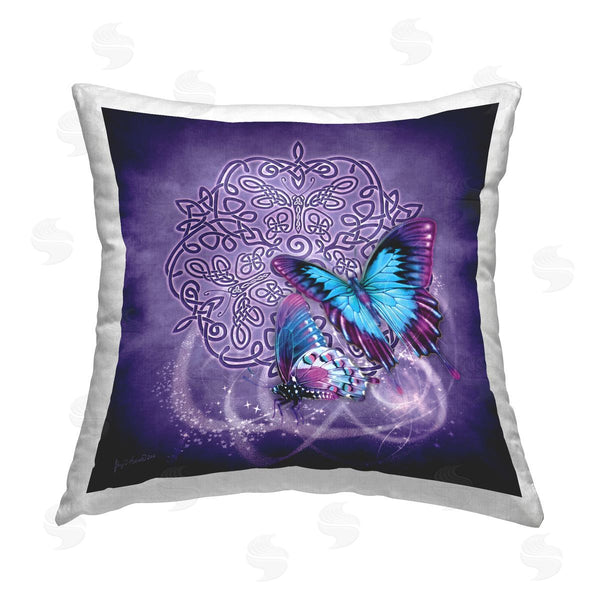 stupell industries Brigid Ashwood | Purple Celtic Butterfly Printed Throw Pillow