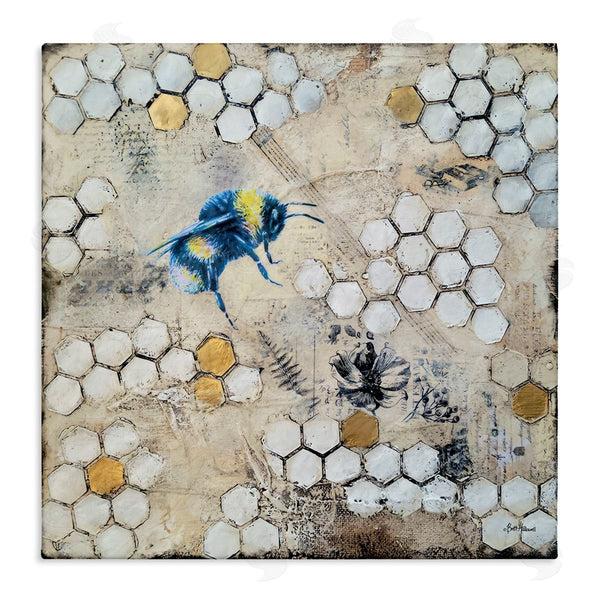 stupell industries Britt Hallowell | Bee Insect Collaged Botanical Hive Wall Art