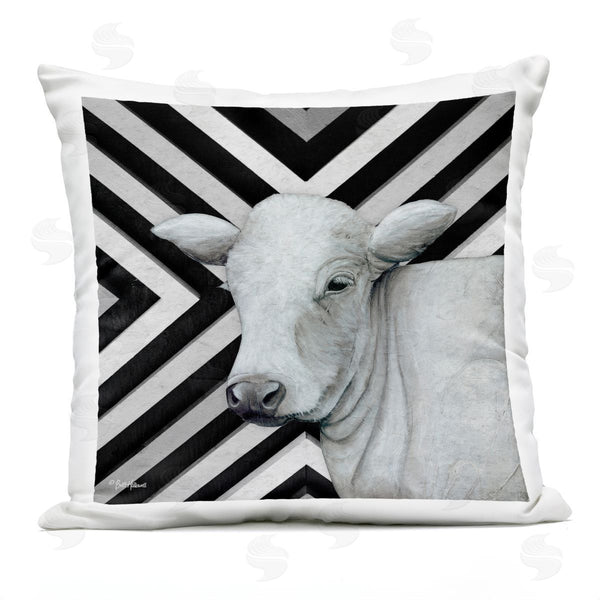 Stupell Industries Britt Hallowell | Bold Striped Cattle Portrait Printed Throw Pillow
