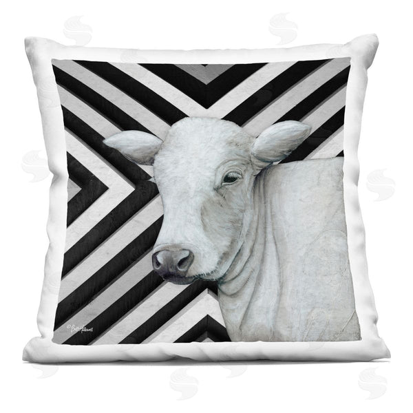 stupell industries Britt Hallowell | Bold Striped Cattle Portrait Printed Throw Pillow
