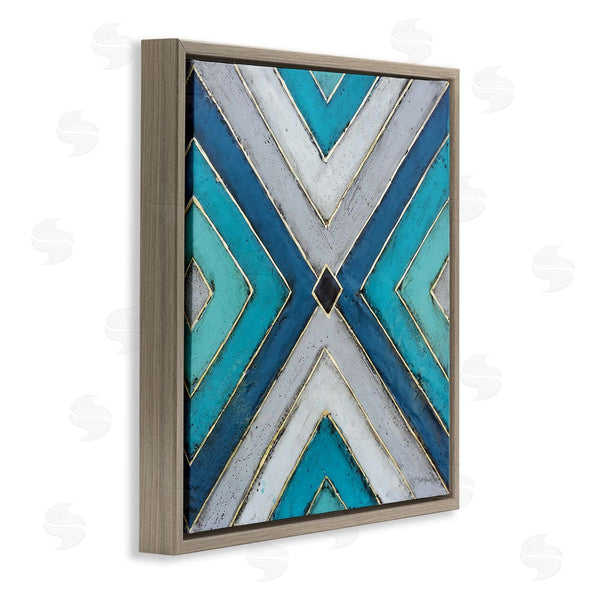 Stupell Industries Britt Hallowell | Geometric Blue Symmetrical Shapes Wall Art