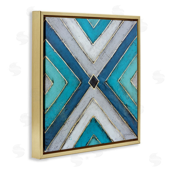Stupell Industries Britt Hallowell | Geometric Blue Symmetrical Shapes Wall Art