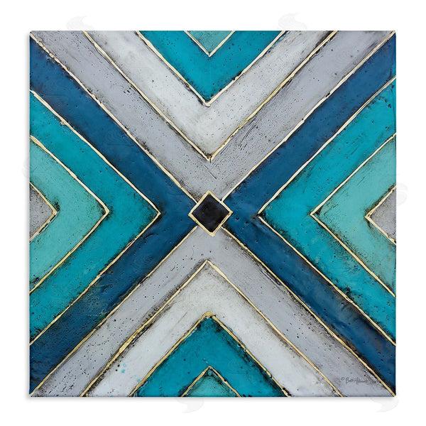 stupell industries Britt Hallowell | Geometric Blue Symmetrical Shapes Wall Art