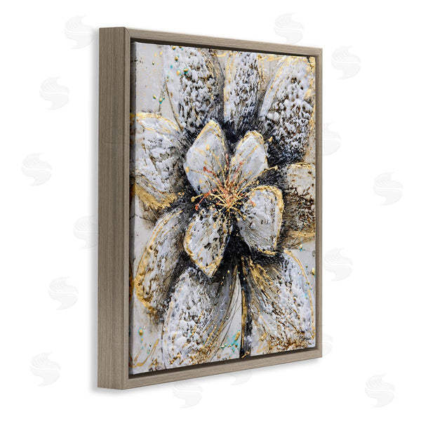 Stupell Industries Britt Hallowell | Gold White Textured Flower Petals