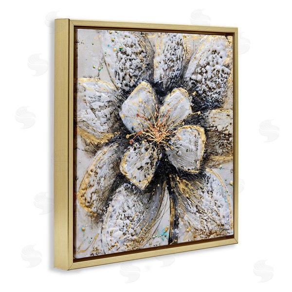 Stupell Industries Britt Hallowell | Gold White Textured Flower Petals