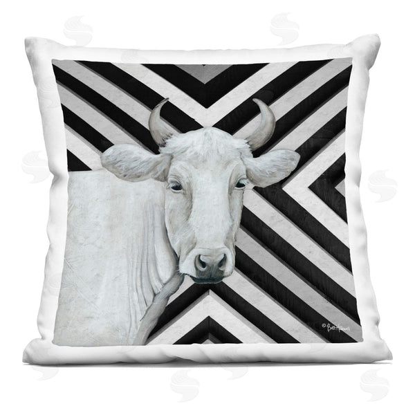 stupell industries Britt Hallowell | Modern Cow Stripe Pattern Printed Throw Pillow