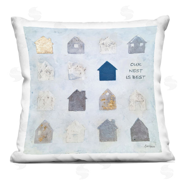 stupell industries Britt Hallowell | Our Nest Is Best Varied Houses Shapes Printed Throw Pillow