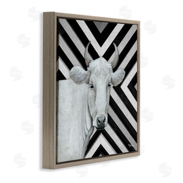 Stupell Industries Britt Hallowell | White Cattle Chevron Stripes Wall Art