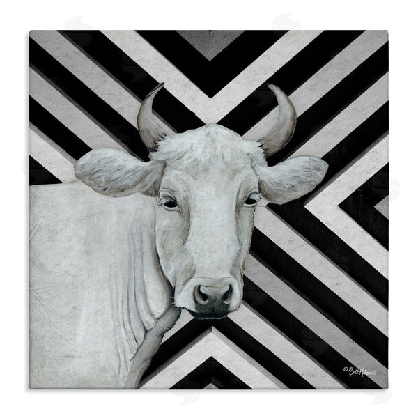 stupell industries Britt Hallowell | White Cattle Chevron Stripes Wall Art