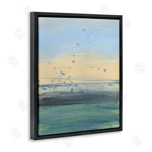 Stupell Industries Bronwyn Baker | Conceptual Yellow Ocean Sunset Blue Paint Splatter Wall Art