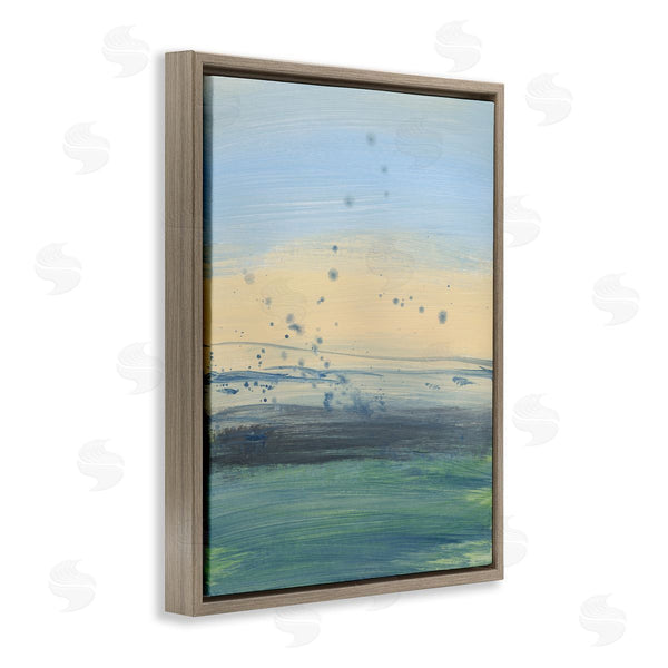 Stupell Industries Bronwyn Baker | Conceptual Yellow Ocean Sunset Blue Paint Splatter Wall Art