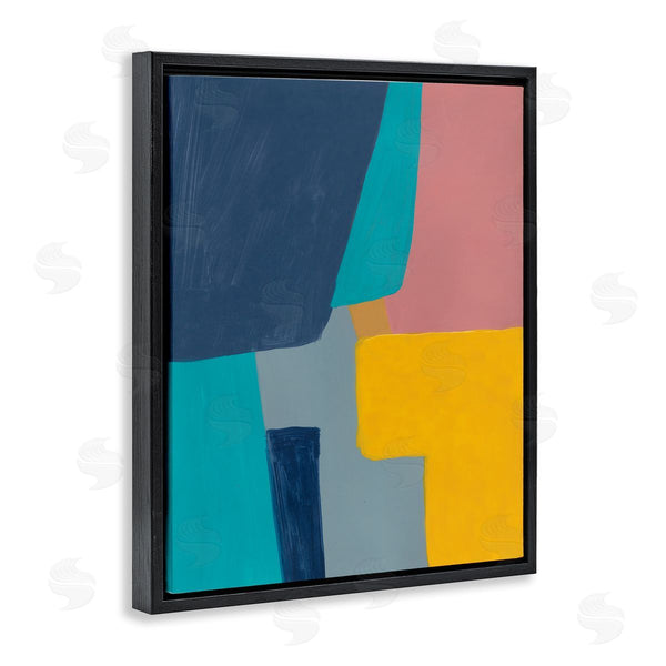 Stupell Industries Bronwyn Baker | Geometric Pop Abstract Shapes Pink Blue Yellow Wall Art