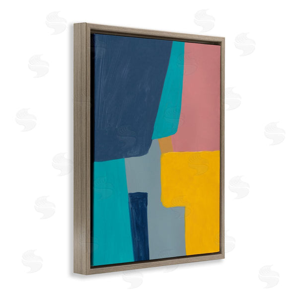 Stupell Industries Bronwyn Baker | Geometric Pop Abstract Shapes Pink Blue Yellow Wall Art