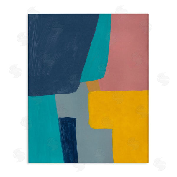 stupell industries Bronwyn Baker | Geometric Pop Abstract Shapes Pink Blue Yellow Wall Art