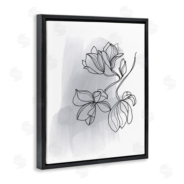 Stupell Industries Bronwyn Baker | Lily Floral Line Drawing Over Abstract Brush Pattern Wall Art