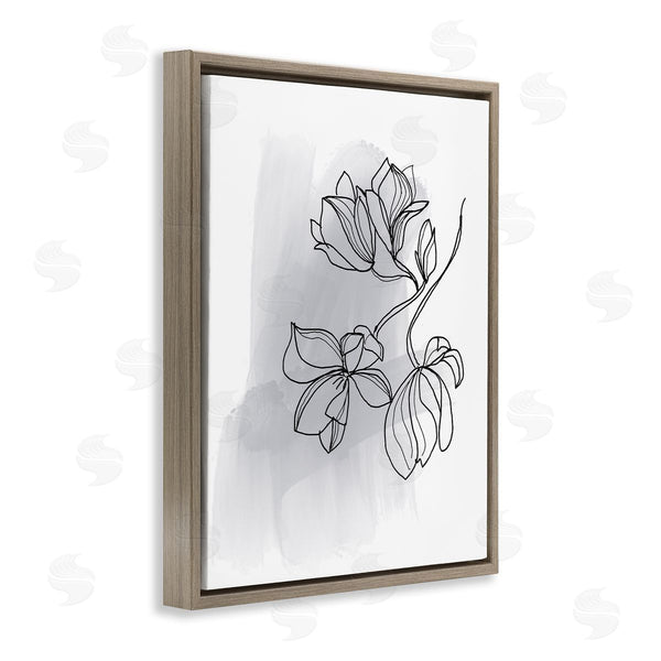 Stupell Industries Bronwyn Baker | Lily Floral Line Drawing Over Abstract Brush Pattern Wall Art