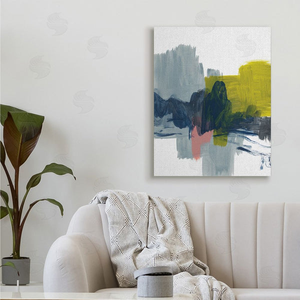 Stupell Industries Bronwyn Baker | Lively Abstract Brush Strokes Blue Grey Yellow Wall Art