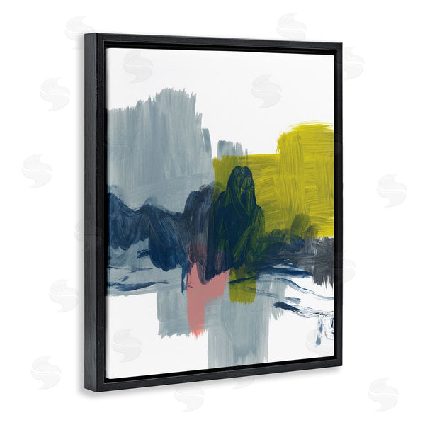 Stupell Industries Bronwyn Baker | Lively Abstract Brush Strokes Blue Grey Yellow Wall Art
