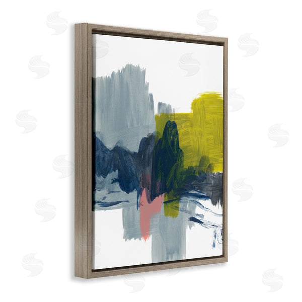 Stupell Industries Bronwyn Baker | Lively Abstract Brush Strokes Blue Grey Yellow Wall Art