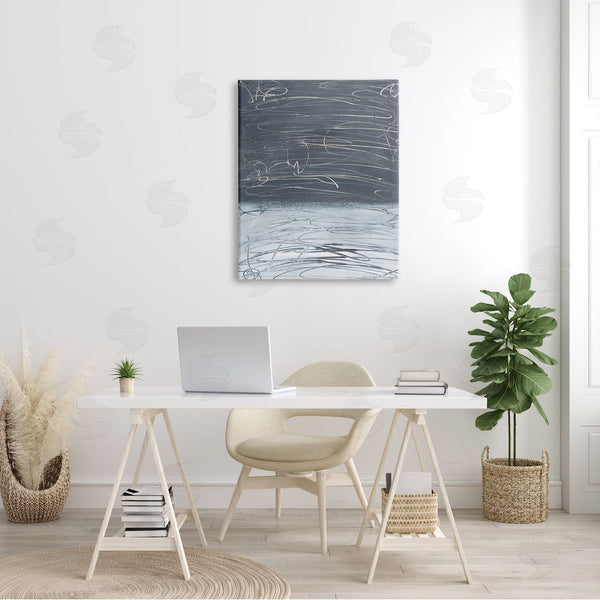 Stupell Industries Bronwyn Baker | Modern Grey Abstract Horizon Chaotic Line Scribble Painting Wall Art