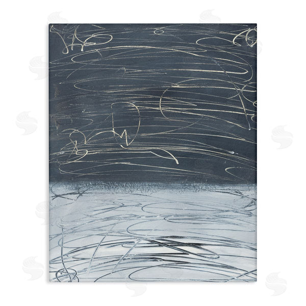 stupell industries Bronwyn Baker | Modern Grey Abstract Horizon Chaotic Line Scribble Painting Wall Art