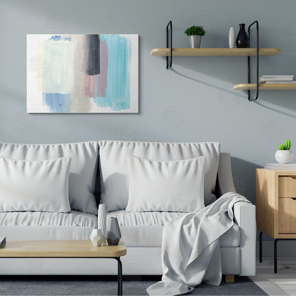Stupell Industries Bronwyn Baker | Paintbrush Stroke Abstraction Blue Beige Purple Wall Art