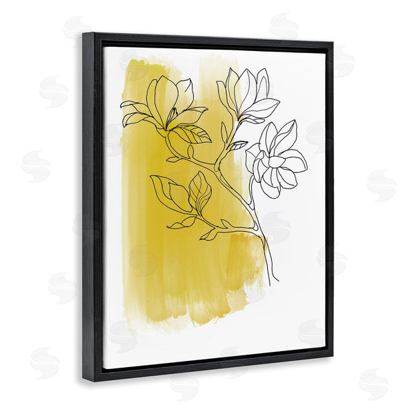 Stupell Industries Bronwyn Baker | Tree Blossom Branch Line Drawing Yellow Brush Pattern Wall Art