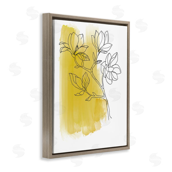 Stupell Industries Bronwyn Baker | Tree Blossom Branch Line Drawing Yellow Brush Pattern Wall Art