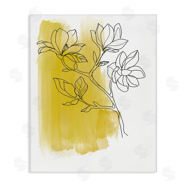 stupell industries Bronwyn Baker | Tree Blossom Branch Line Drawing Yellow Brush Pattern Wall Art