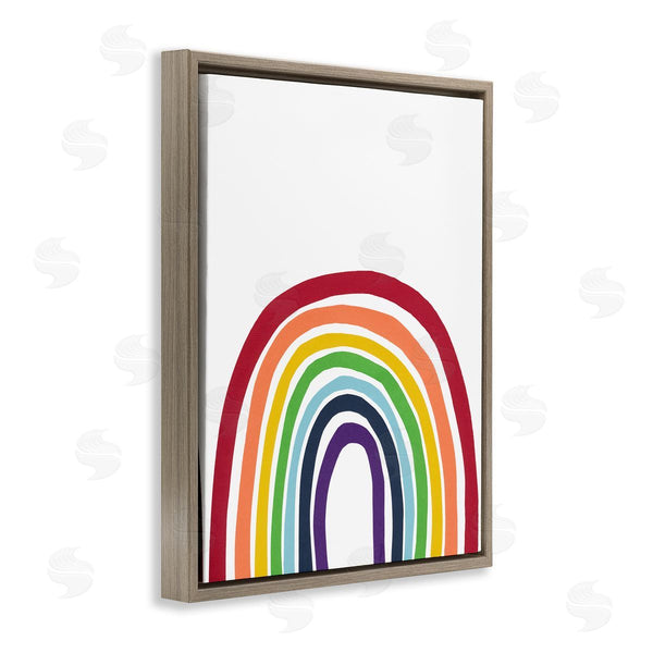Stupell Industries Bronwyn Baker | Whimsical Asymmetrical Rainbow Stripes Modern Kids Design Wall Art