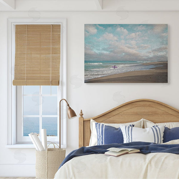 Stupell Industries Brooke T. Ryan | Crashing Waves On Beach Surfer Purple Board Wall Art