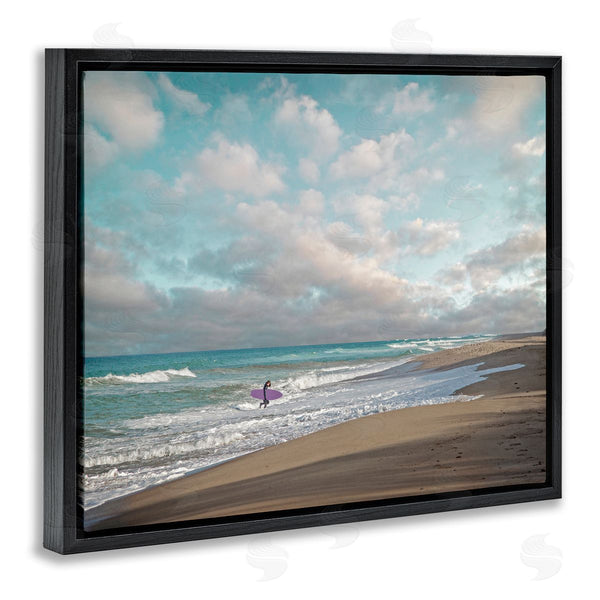 Stupell Industries Brooke T. Ryan | Crashing Waves On Beach Surfer Purple Board Wall Art