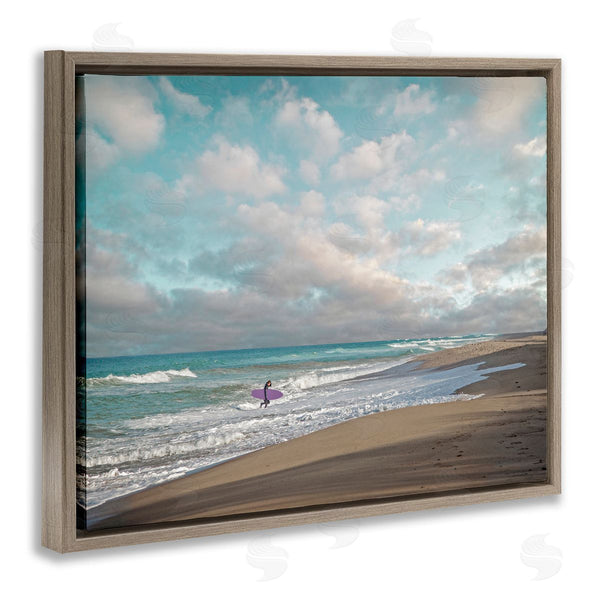 Stupell Industries Brooke T. Ryan | Crashing Waves On Beach Surfer Purple Board Wall Art