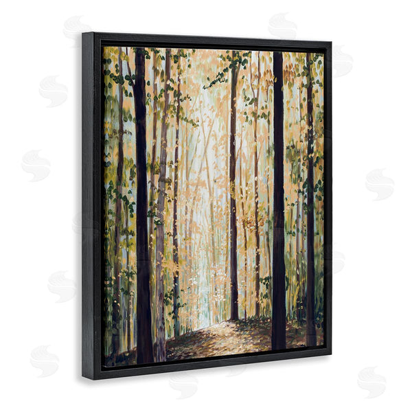 Stupell Industries Bruce Nawrocke | Yellow Leaf Greenwood Hiking Trail Minimalistic Pointillism Painting Wall Art