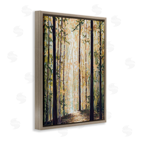 Stupell Industries Bruce Nawrocke | Yellow Leaf Greenwood Hiking Trail Minimalistic Pointillism Painting Wall Art