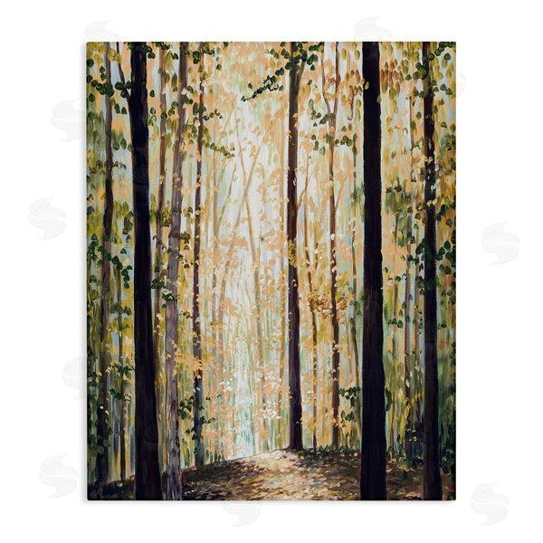 stupell industries Bruce Nawrocke | Yellow Leaf Greenwood Hiking Trail Minimalistic Pointillism Painting Wall Art