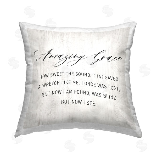 stupell industries CAD Designs | Amazing Grace Spiritual Words Printed Throw Pillow